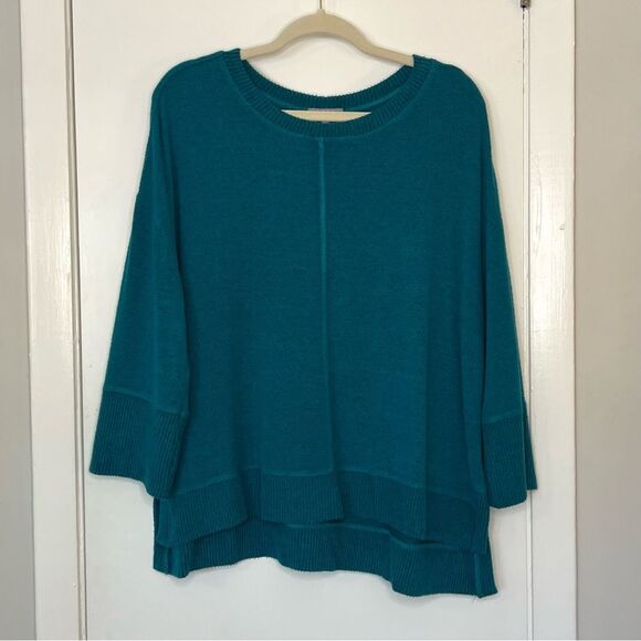 Habitat Oversized Flowy Sweater Soft Crewneck Teal Blue M - Picture 4 of 7